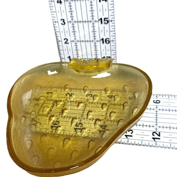 Hazel Atlas Amber Glass Strawberry Trinket Dishes - Set of 2 - Picture 3 of 5
